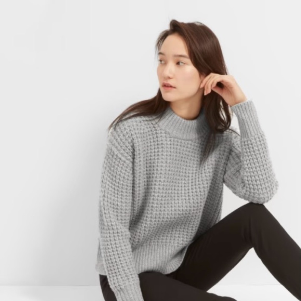 Everlane Wool Cashmere Waffle Crew Sweater, Size S
